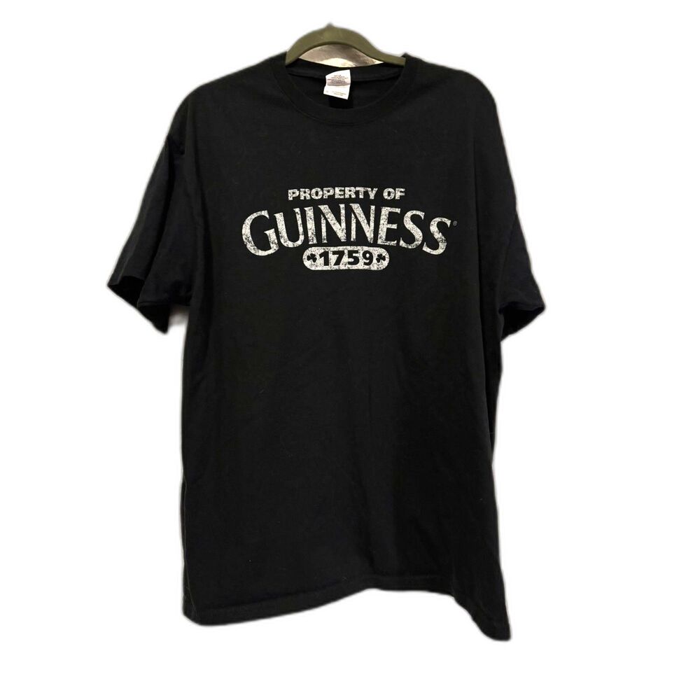 Guinness 100% Preshrunk Cotton Tee Shirt Black Size XL 2-Sided Graphic